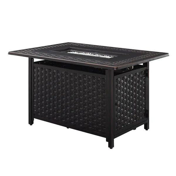 Albany 44' Rectangular Woven Aluminum Convertible Gas Fire Pit Table - dimensions