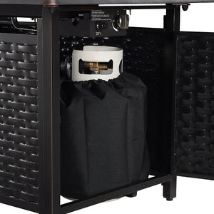 Albany 44' Rectangular Woven Aluminum Convertible Gas Fire Pit Table - product view