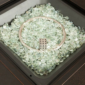 Armstrong 42' Square Basketweave Aluminum Convertible Gas Fire Pit Table - side view