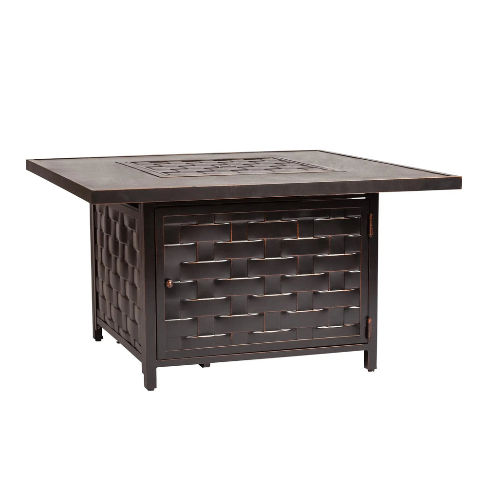 Armstrong 42' Square Basketweave Aluminum Convertible Gas Fire Pit Table