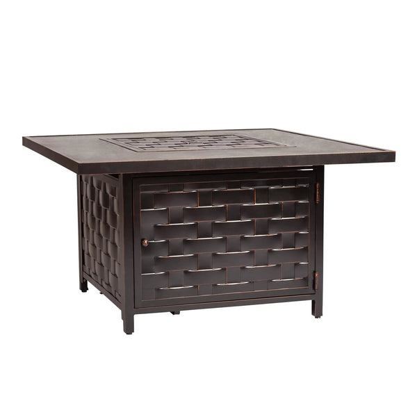 Armstrong 42' Square Basketweave Aluminum Convertible Gas Fire Pit Table