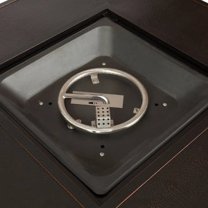 Armstrong 42' Square Basketweave Aluminum Convertible Gas Fire Pit Table - lifestyle photo