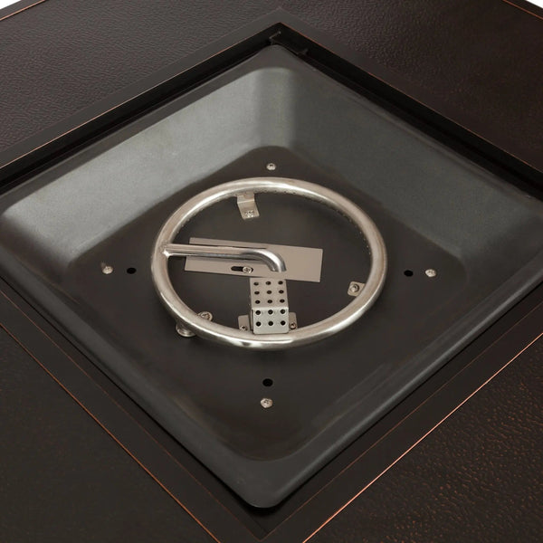 Armstrong 42' Square Basketweave Aluminum Convertible Gas Fire Pit Table - lifestyle photo