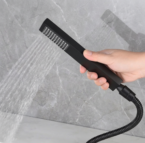 Matte Black Waterfall Wall-mount Bath Tub Filler Faucet with Handheld Shower