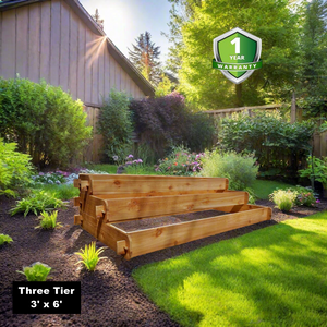 Timberlane Gardens Raised Garden Bed Kit Large 3 Tiered (1x6 2x6 3x6) Select Cedar Elevated Planter - dimensions