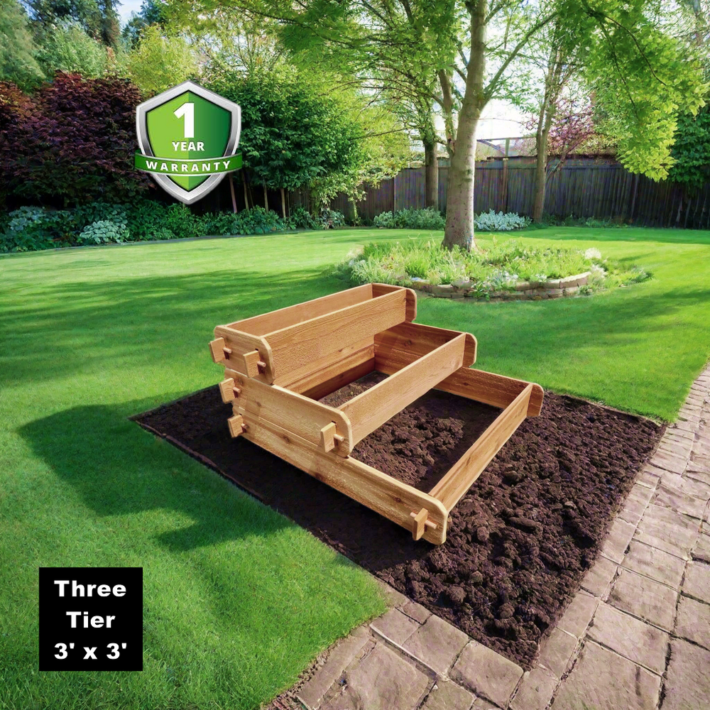 Timberlane Gardens Raised Garden Bed Kit 3 Tiered Pyramid (1x3 2x3 3x3) Select Cedar Elevated Planter