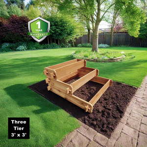 Timberlane Gardens Raised Garden Bed Kit 3 Tiered Pyramid (1x3 2x3 3x3) Select Cedar Elevated Planter - front view