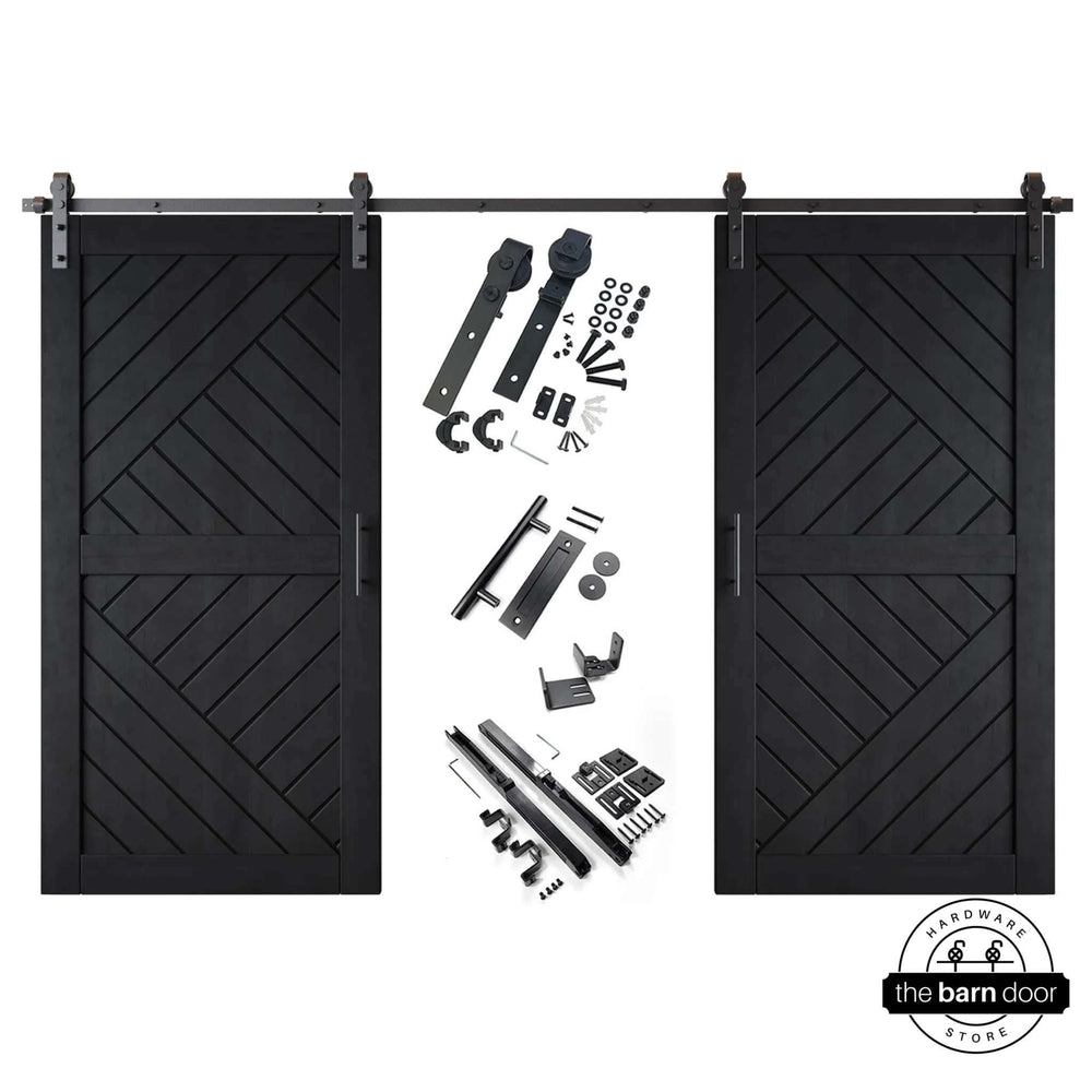 Patterned Double Door Barn Door Kit | Black Barn Door Hardware