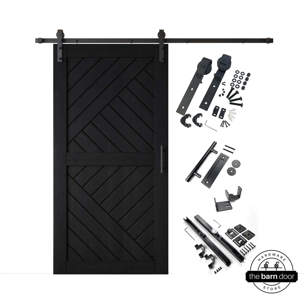 Patterned Single Door Barn Door Kit | Black Barn Door Hardware