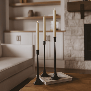 Black Cast Iron Taper Candle Holders