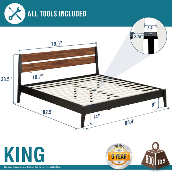 Callisto Solid Wood Bed Frame - detail view