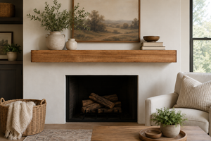 Farmhouse Poplar Wood Floating Fireplace Mantel
