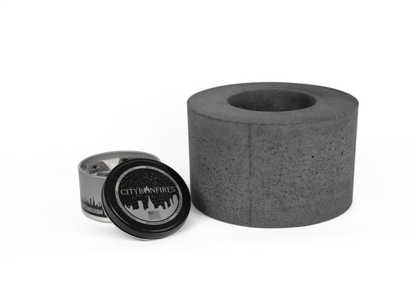 Classic Cylinder Concrete Fire Pit - lifestyle photo