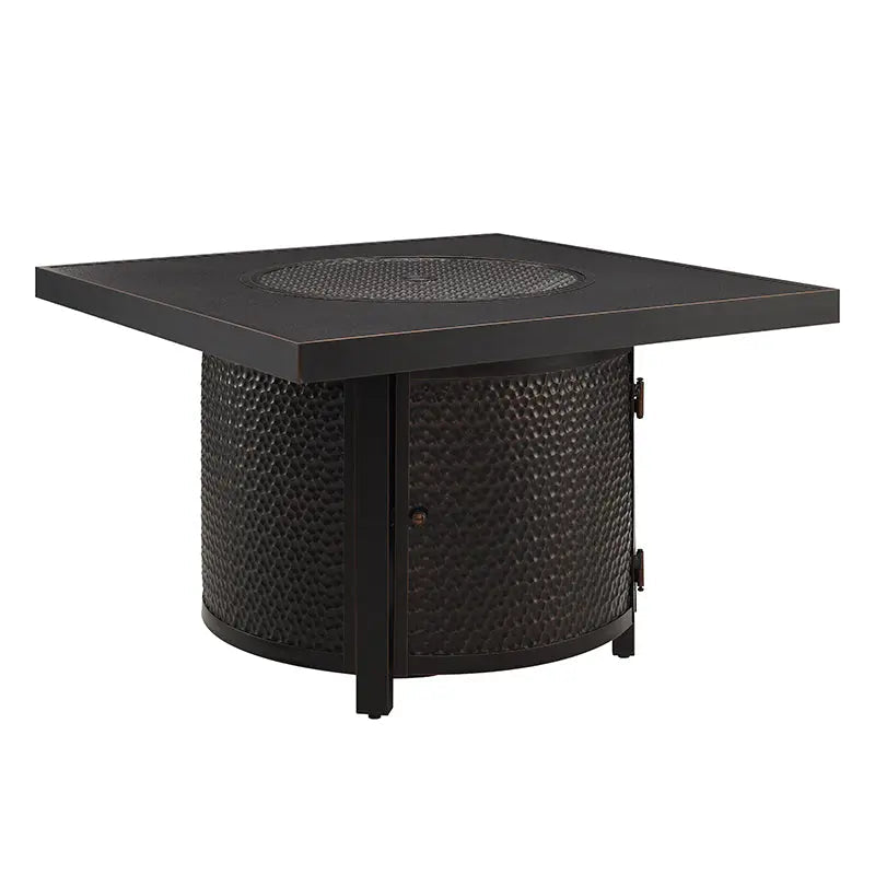 Clayton 40' Round Hammered Aluminum Convertible Gas Fire Pit Table