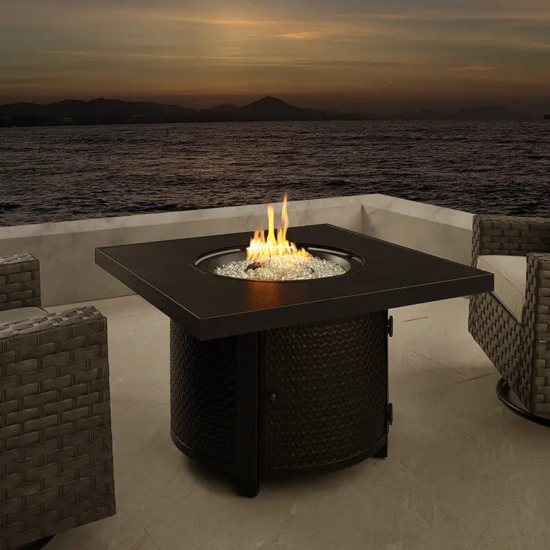 Clayton 40' Round Hammered Aluminum Convertible Gas Fire Pit Table
