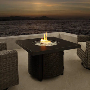 Clayton 40' Round Hammered Aluminum Convertible Gas Fire Pit Table - front view