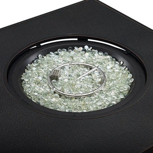 Clayton 40' Round Hammered Aluminum Convertible Gas Fire Pit Table - close-up