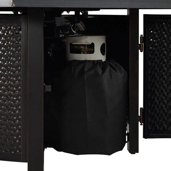 Clayton 40' Round Hammered Aluminum Convertible Gas Fire Pit Table - product view