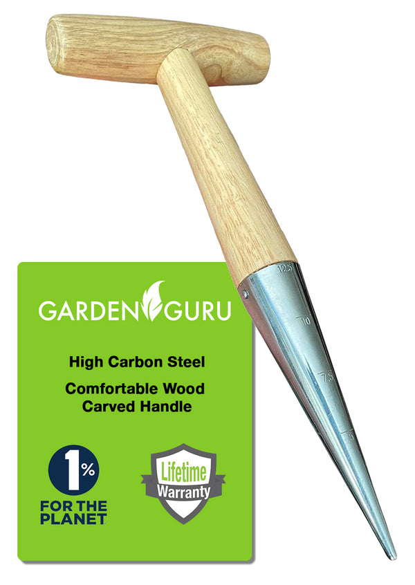 Steel Garden Dibber Planting Tool - front view