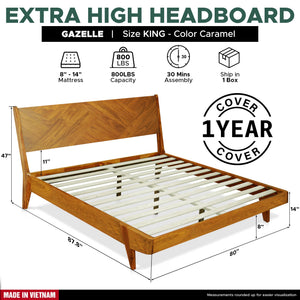 Gazelle Platform Bed Frame With Headboard - side view