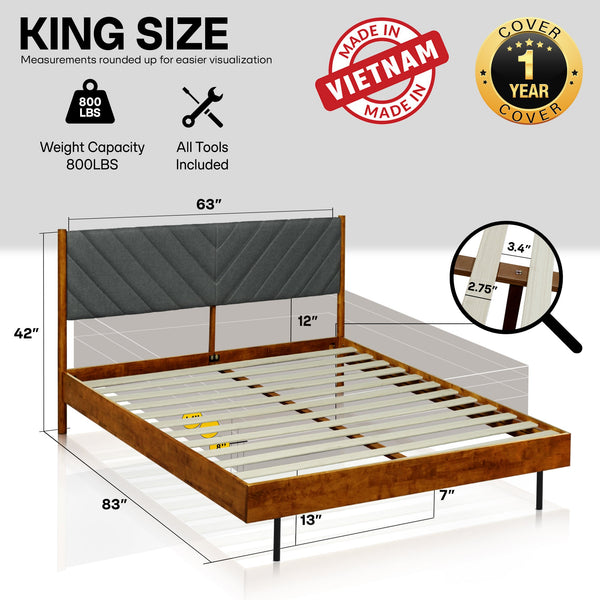 Astoria Solid Wood Bed Frame - detail view