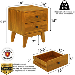 Silvia Solid Wood Nightstand - detail view