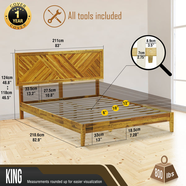 Sierra Solid Wood Bed Frame - detail view