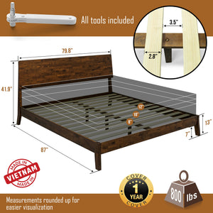 Serenity Solid Wood Bed Frame - detail view
