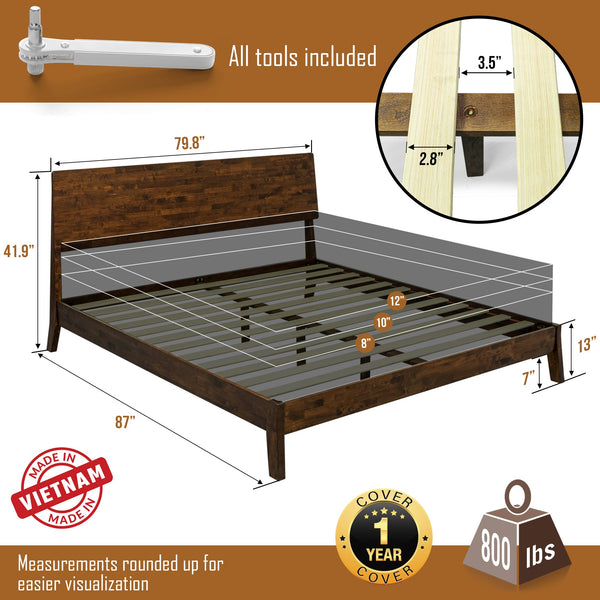 Serenity Solid Wood Bed Frame - detail view