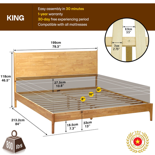 Haven Solid Wood Bed Frame - detail view