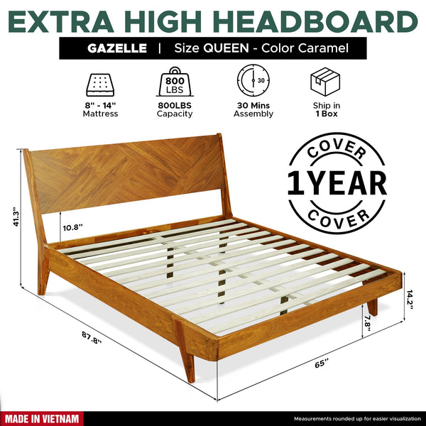 Gazelle Platform Bed Frame With Headboard - detail view