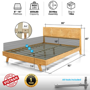 Harmony Solid Wood Bed Frame