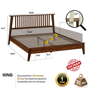 Kaylin Solid Wood Bed Frame - detail view