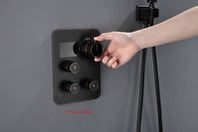 12-Inch Non-LED Light Ceiling Mounted Oil Rubbed Bronze 3-Way Thermostatic Shower Faucet System with Wall Mount 12-Inch Rainfall Shower Head - detail view