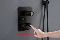 12-Inch Non-LED Light Ceiling Mounted Oil Rubbed Bronze 3-Way Thermostatic Shower Faucet System with Wall Mount 12-Inch Rainfall Shower Head - dimensions