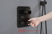 12-Inch Non-LED Light Ceiling Mounted Oil Rubbed Bronze 3-Way Thermostatic Shower Faucet System with Wall Mount 12-Inch Rainfall Shower Head - close-up