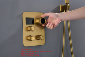12-inch Or 16-inch Or 6'' Wall-Mount Brushed Gold 3-Way Thermostatic Shower Valve System: Versatile Functionality and Stunning Design - view 18