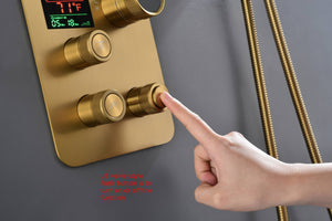 12-inch Or 16-inch Or 6'' Wall-Mount Brushed Gold 3-Way Thermostatic Shower Valve System: Versatile Functionality and Stunning Design - view 19
