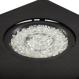 Dalton 40' Square Woven Aluminum Convertible Gas Fire Pit Table - close-up