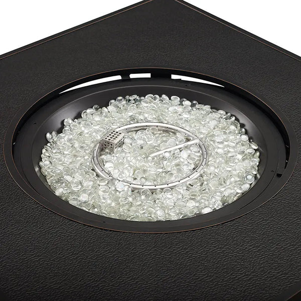 Dalton 40' Square Woven Aluminum Convertible Gas Fire Pit Table - close-up