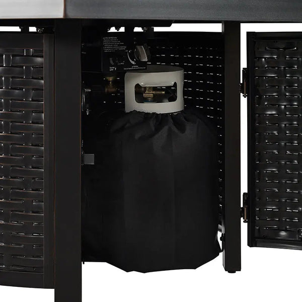 Dalton 40' Square Woven Aluminum Convertible Gas Fire Pit Table - product view
