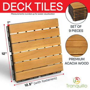 Tranquillo Acacia Deck Tiles 6 Slat Interlocking Decking Tiles set 9 - Indoor & Outdoor Flooring - view 12