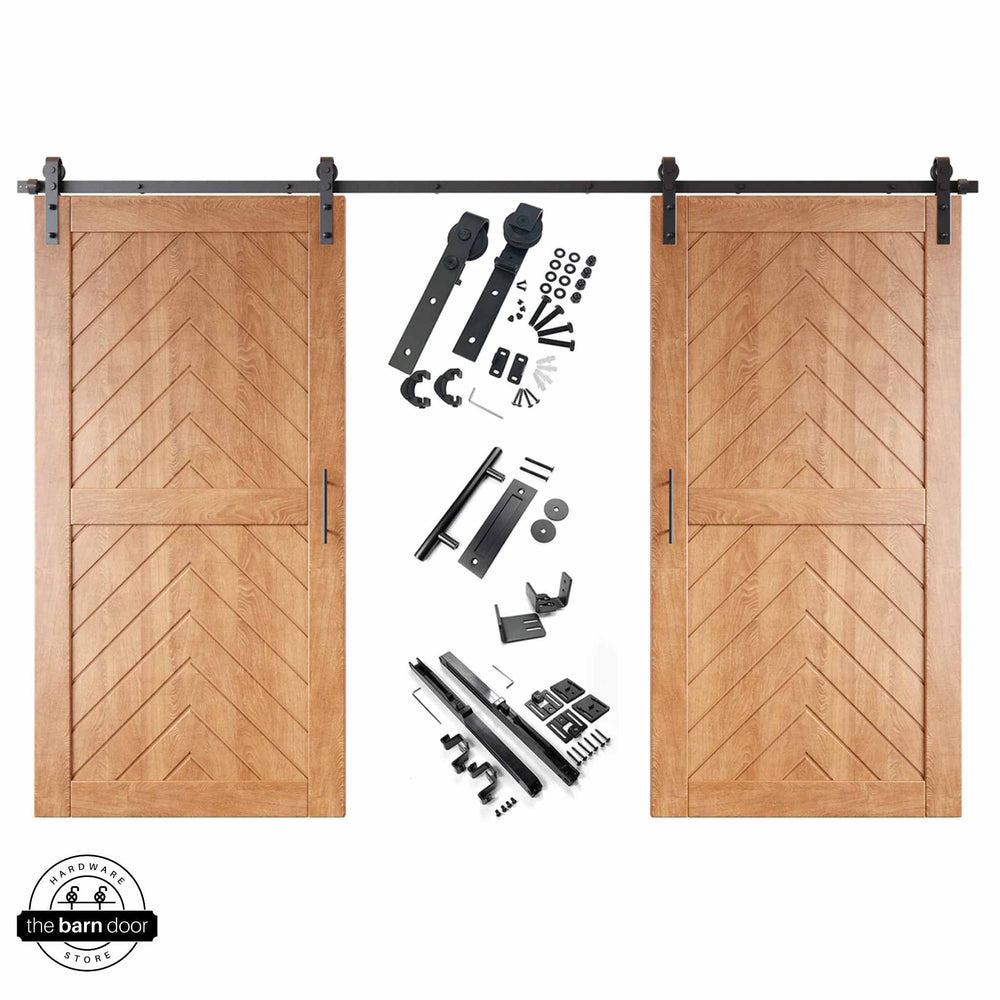 Fishbone Double Barn Door Kit | Black Hardware