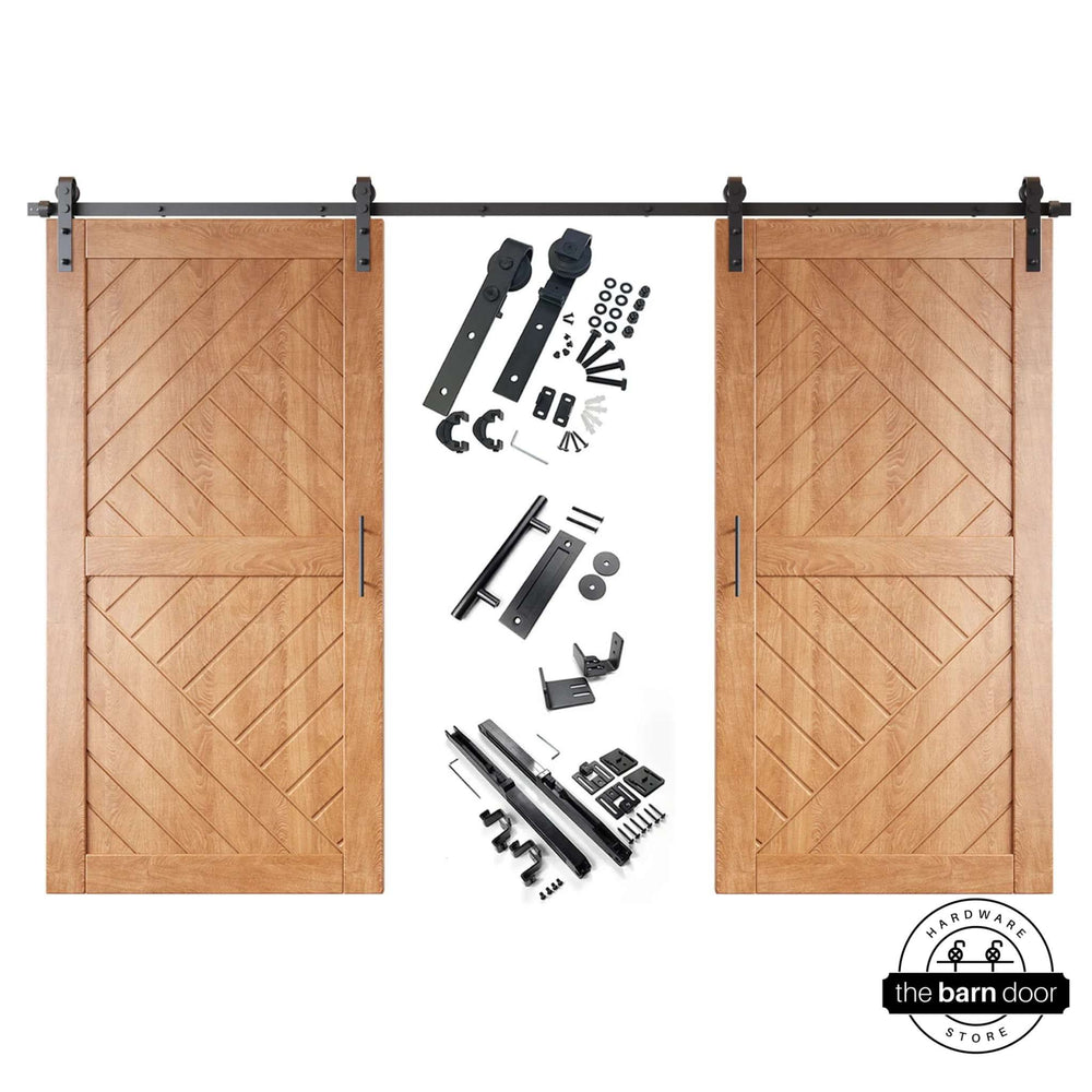 Patterned Double Door Barn Door Kit | Black Barn Door Hardware