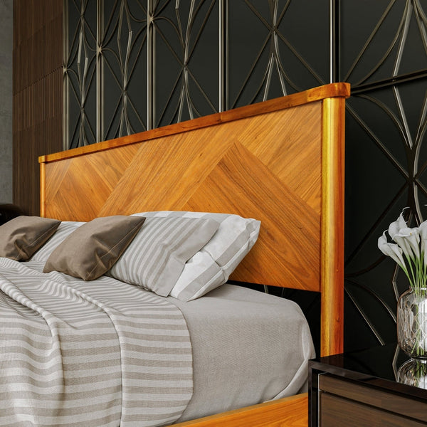 Panthera Solid Wood Bed Frame With Headboard - lifestyle photo