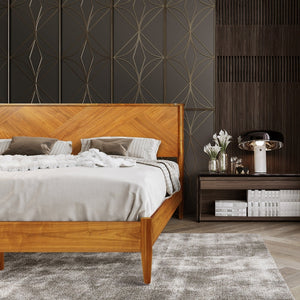 Panthera Solid Wood Bed Frame With Headboard - close-up