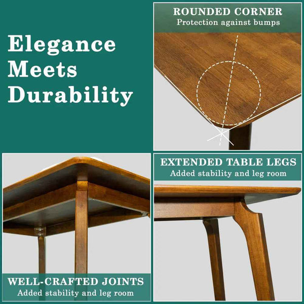 Acacia Verve 48' Solid Wood Dining Table - Ideal Kitchen Table for 4 - close-up