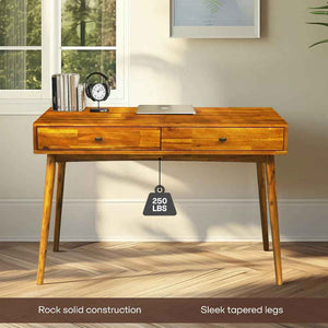 Acacia Lagom 48' Solid Wood Work Desk with Drawers for Functional Home Office - lifestyle photo