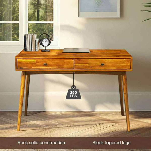 Acacia Lagom 48' Solid Wood Work Desk with Drawers for Functional Home Office - lifestyle photo