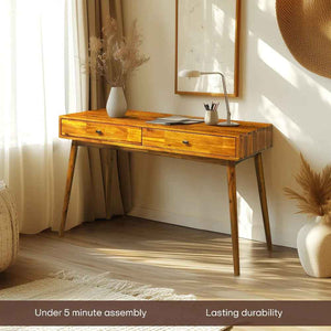 Acacia Lagom 48' Solid Wood Work Desk with Drawers for Functional Home Office - dimensions